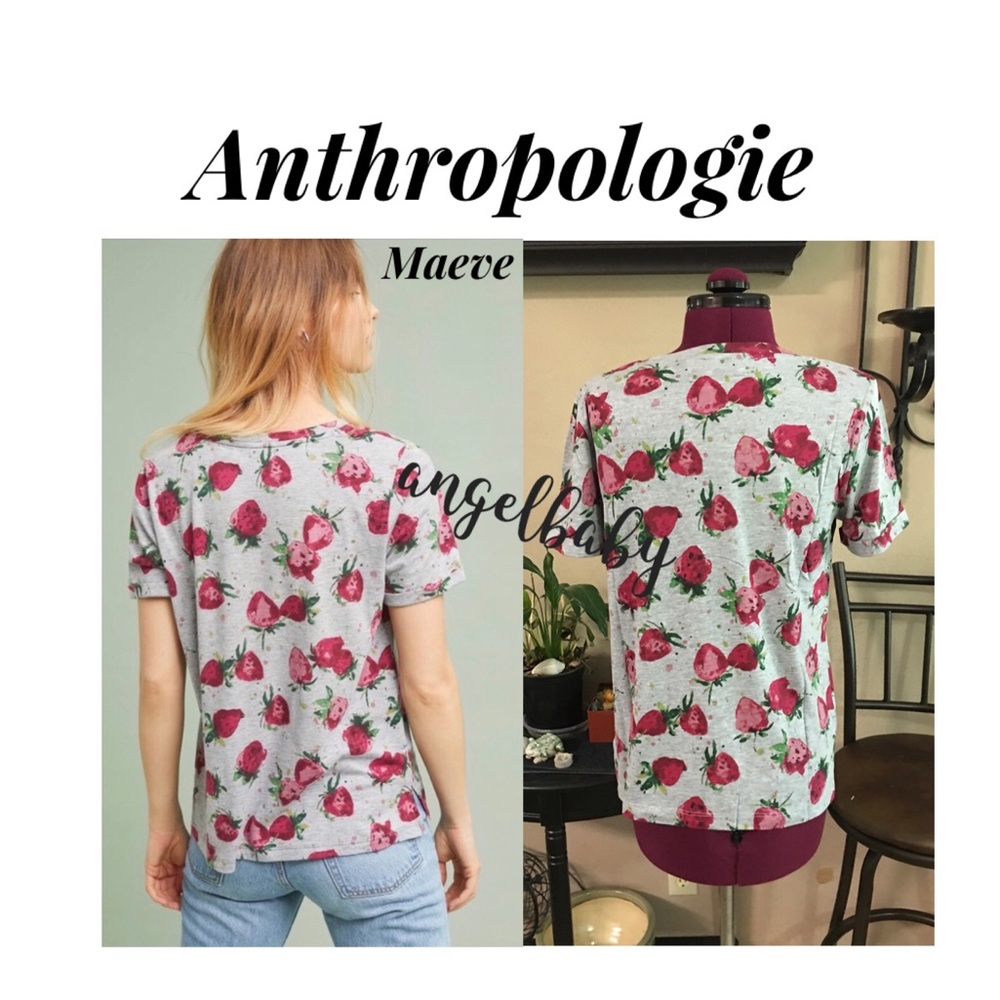 Host Pick! Anthropologie Maeve Strawberry fields tee 🍓🤩 - Picture 4 of 16
